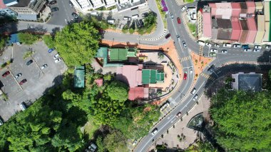 Kuching, Malezya - 9 Mayıs 2024: Galery, Emporium ve Saradise Ticaret Merkezlerinin Havadan Görünümü