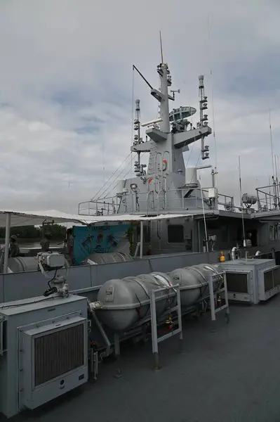 stock image Kuching, Malaysia - May 25 2024: Aerial View of The Malaysian Royal Navy War Ships