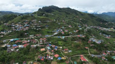 Kundasang, Malezya - 28 Mayıs 2024: Kundasang Kasabasının Hava Görüntüsü