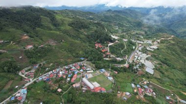 Kundasang, Malezya - 28 Mayıs 2024: Kundasang Kasabasının Hava Görüntüsü