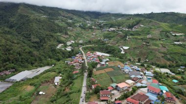 Kundasang, Malezya - 28 Mayıs 2024: Kundasang Kasabasının Hava Görüntüsü