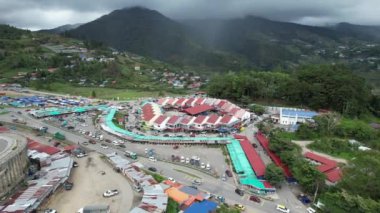 Kundasang, Malezya - 28 Mayıs 2024: Kundasang Kasabasının Hava Görüntüsü