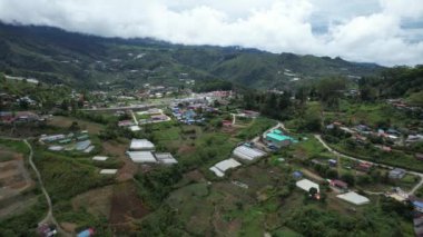 Kundasang, Malezya - 28 Mayıs 2024: Kundasang Kasabasının Hava Görüntüsü