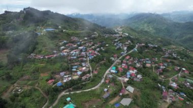 Kundasang, Malezya - 28 Mayıs 2024: Kundasang Kasabasının Hava Görüntüsü