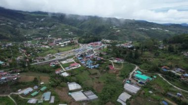 Kundasang, Malezya - 28 Mayıs 2024: Kundasang Kasabasının Hava Görüntüsü