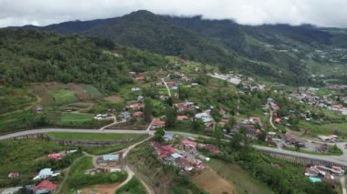 Kundasang, Malezya - 28 Mayıs 2024: Kundasang Kasabasının Hava Görüntüsü