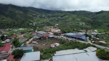 Kundasang, Malezya - 28 Mayıs 2024: Kundasang Kasabasının Hava Görüntüsü