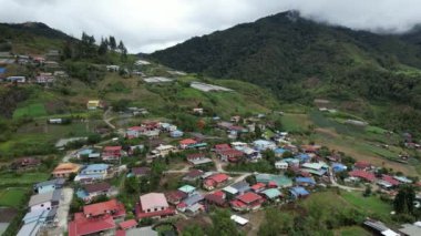 Kundasang, Malezya - 28 Mayıs 2024: Kundasang Kasabasının Hava Görüntüsü