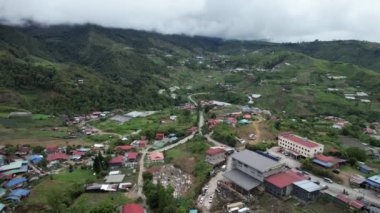 Kundasang, Malezya - 28 Mayıs 2024: Kundasang Kasabasının Hava Görüntüsü