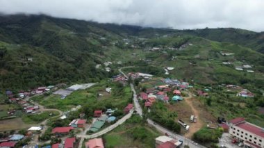 Kundasang, Malezya - 28 Mayıs 2024: Kundasang Kasabasının Hava Görüntüsü