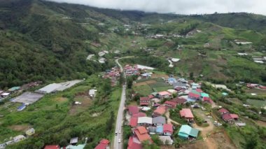 Kundasang, Malezya - 28 Mayıs 2024: Kundasang Kasabasının Hava Görüntüsü