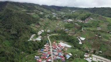 Kundasang, Malezya - 28 Mayıs 2024: Kundasang Kasabasının Hava Görüntüsü