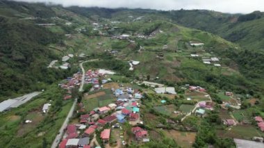 Kundasang, Malezya - 28 Mayıs 2024: Kundasang Kasabasının Hava Görüntüsü