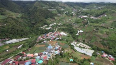 Kundasang, Malezya - 28 Mayıs 2024: Kundasang Kasabasının Hava Görüntüsü