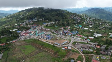 Kundasang, Malezya - 28 Mayıs 2024: Kundasang Kasabasının Hava Görüntüsü