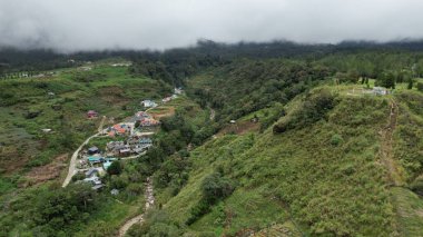 Kundasang, Malezya - 28 Mayıs 2024: Kundasang Kasabasının Hava Görüntüsü