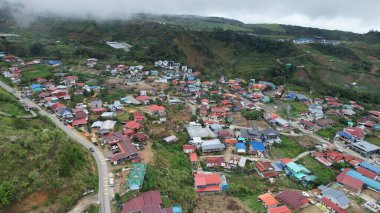 Kundasang, Malezya - 28 Mayıs 2024: Kundasang Kasabasının Hava Görüntüsü