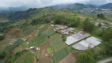 Kundasang, Malezya - 28 Mayıs 2024: Kundasang Kasabasının Hava Görüntüsü