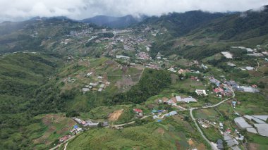 Kundasang, Malezya - 28 Mayıs 2024: Kundasang Kasabasının Hava Görüntüsü