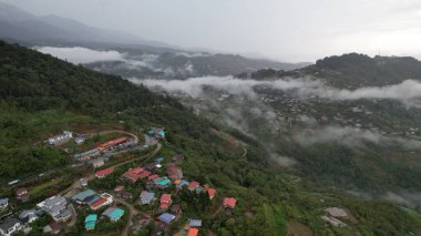 Yağmur Ormanları Dağı Vadisi üzerindeki Bulut Denizi 'nin Havadan Görünümü