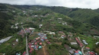 Kundasang, Malezya - 28 Mayıs 2024: Kundasang Kasabasının Hava Görüntüsü