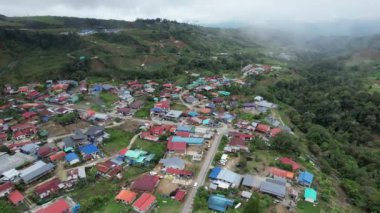 Kundasang, Malezya - 28 Mayıs 2024: Kundasang Kasabasının Hava Görüntüsü