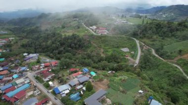 Kundasang, Malezya - 28 Mayıs 2024: Kundasang Kasabasının Hava Görüntüsü