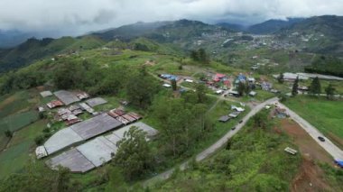 Kundasang, Malezya - 28 Mayıs 2024: Kundasang Kasabasının Hava Görüntüsü