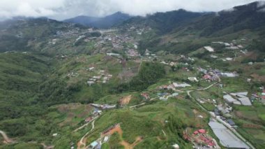Kundasang, Malezya - 28 Mayıs 2024: Kundasang Kasabasının Hava Görüntüsü