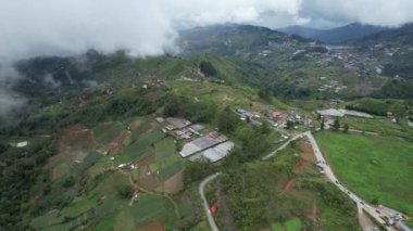 Kundasang, Malezya - 28 Mayıs 2024: Kundasang Kasabasının Hava Görüntüsü