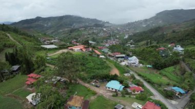 Kundasang, Malezya - 28 Mayıs 2024: Kundasang Kasabasının Hava Görüntüsü