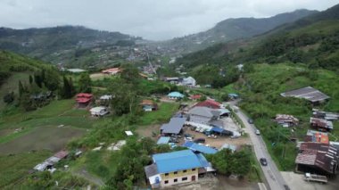 Kundasang, Malezya - 28 Mayıs 2024: Kundasang Kasabasının Hava Görüntüsü