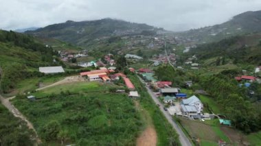 Kundasang, Malezya - 28 Mayıs 2024: Kundasang Kasabasının Hava Görüntüsü
