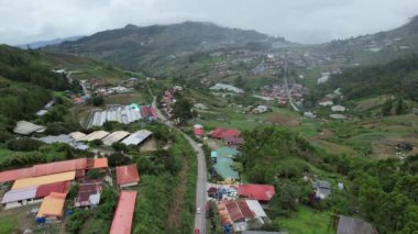 Kundasang, Malezya - 28 Mayıs 2024: Kundasang Kasabasının Hava Görüntüsü