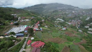 Kundasang, Malezya - 28 Mayıs 2024: Kundasang Kasabasının Hava Görüntüsü