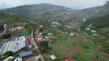 Kundasang, Malezya - 28 Mayıs 2024: Kundasang Kasabasının Hava Görüntüsü