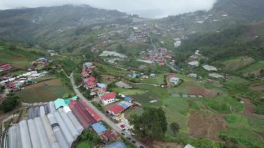 Kundasang, Malezya - 28 Mayıs 2024: Kundasang Kasabasının Hava Görüntüsü