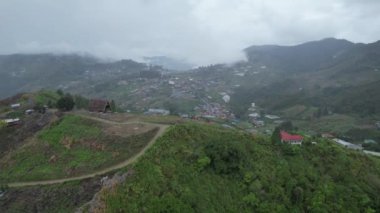 Kundasang, Malezya - 28 Mayıs 2024: Kundasang Kasabasının Hava Görüntüsü