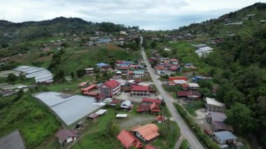 Kundasang, Malezya - 28 Mayıs 2024: Kundasang Kasabasının Hava Görüntüsü