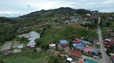 Kundasang, Malezya - 28 Mayıs 2024: Kundasang Kasabasının Hava Görüntüsü