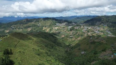 Kundasang, Malezya - 28 Mayıs 2024: Sosodikon Tepesi Kundasang Sabah Hava Görüntüsü