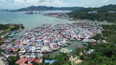 Gaya Adası 'ndaki Köylerin Sahnesi, Kota Kinabalu, Sabah Malezya