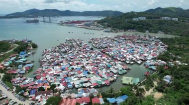 Gaya Adası 'ndaki Köylerin Sahnesi, Kota Kinabalu, Sabah Malezya
