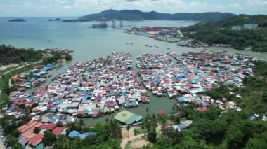 Gaya Adası 'ndaki Köylerin Sahnesi, Kota Kinabalu, Sabah Malezya