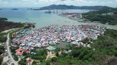 Gaya Adası 'ndaki Köylerin Sahnesi, Kota Kinabalu, Sabah Malezya