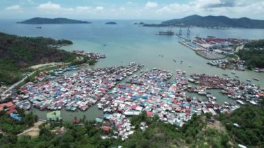 Gaya Adası 'ndaki Köylerin Sahnesi, Kota Kinabalu, Sabah Malezya