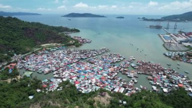Gaya Adası 'ndaki Köylerin Sahnesi, Kota Kinabalu, Sabah Malezya