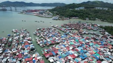 Gaya Adası 'ndaki Köylerin Sahnesi, Kota Kinabalu, Sabah Malezya