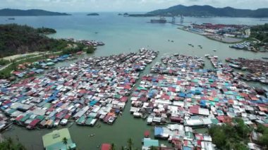 Gaya Adası 'ndaki Köylerin Sahnesi, Kota Kinabalu, Sabah Malezya