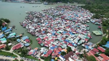 Gaya Adası 'ndaki Köylerin Sahnesi, Kota Kinabalu, Sabah Malezya